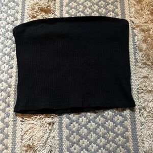 H&M Black Ribbed Strapless Crop Top